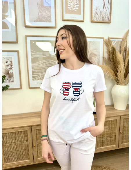 CAMISETA MANGA CORTA GATOS RAYAS