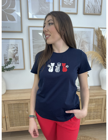 CAMISETA MANGA CORTA GATOS