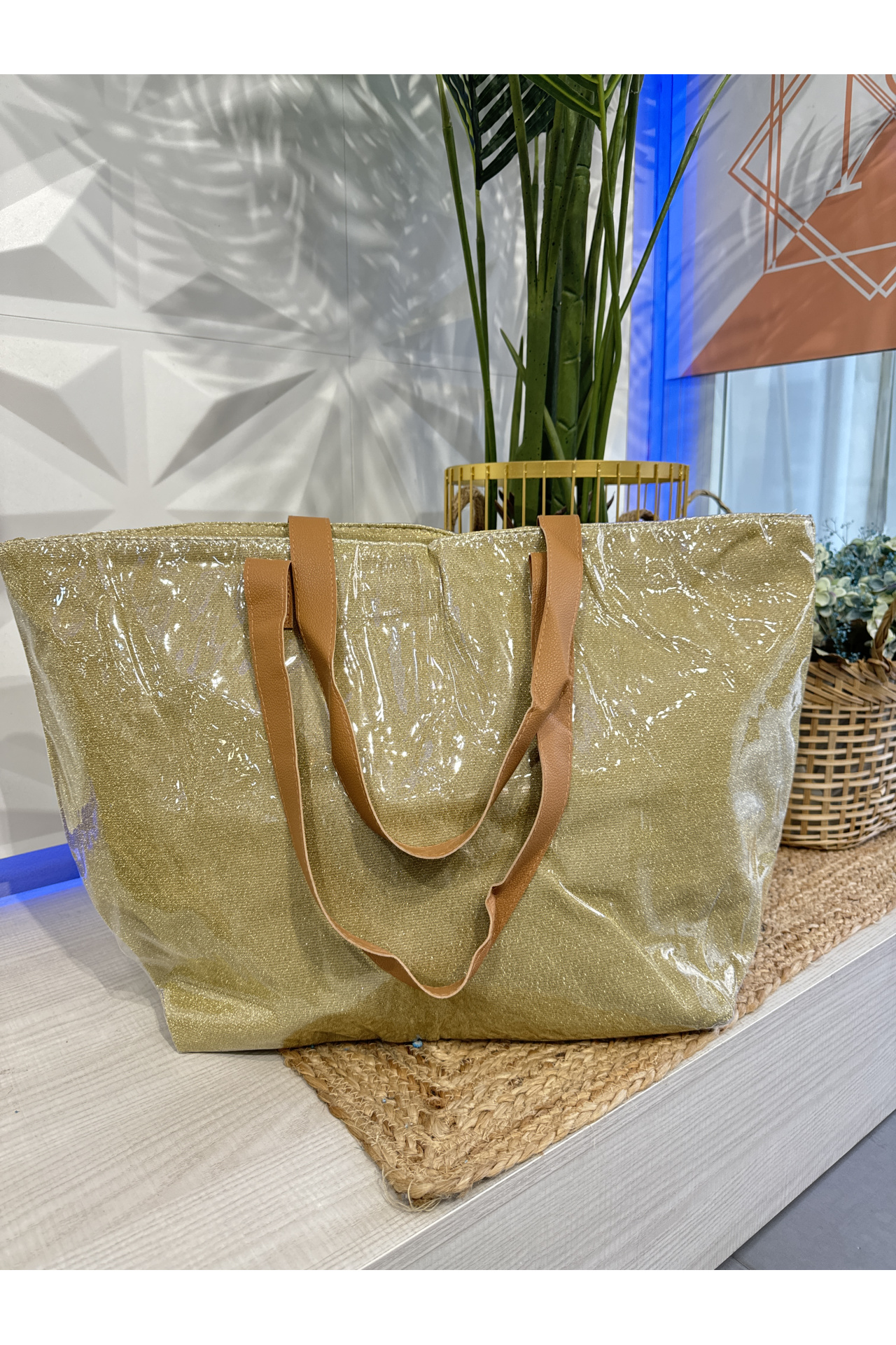 BOLSO PLAYA GRANDE LISO PURPURINA