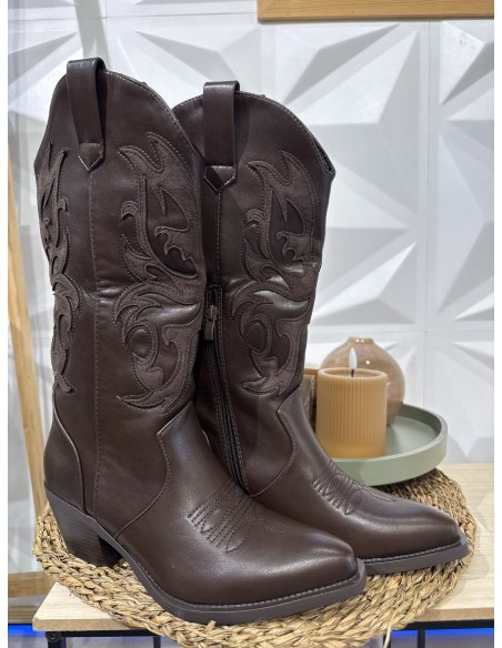 BOTA COWBOY MARRÓN OSCURO