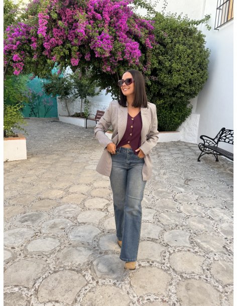 BLAZER CRUZADA PATA DE GALLO GRANATE 2