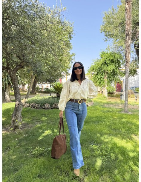 JEANS WIDE LEG PESPUNTE