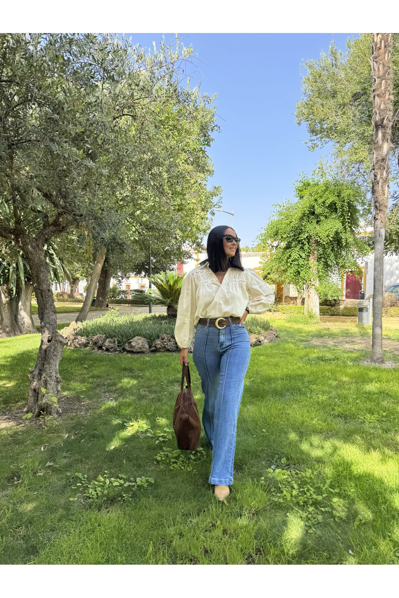 JEANS WIDE LEG PESPUNTE