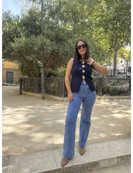 JEANS WIDE LEG BOLSILLOS VAQ CLARO