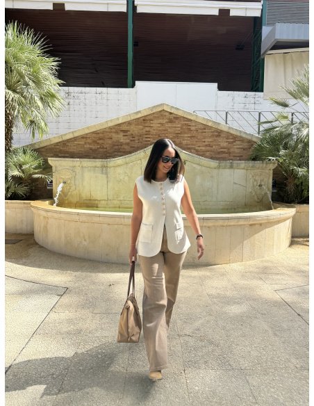 JEANS WIDE LEG BÁSICO CAMEL