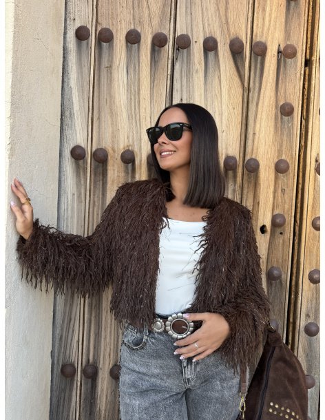 CHAQUETA FLECOS MARRÓN