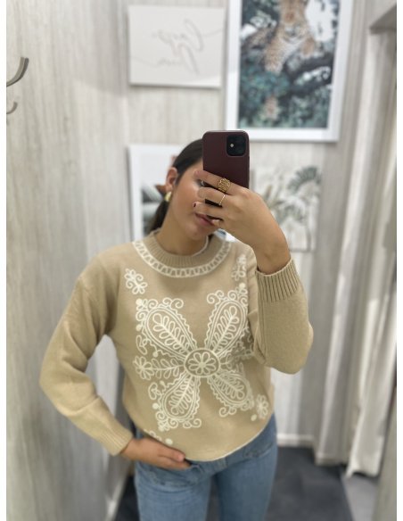 JERSEY BÁSICO BORDADO FLORES JERSEY BÁSICO BORDADO FLORES