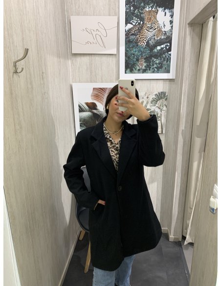 ABRIGO BÁSICO PAÑO CRUZADO OVERSIZE