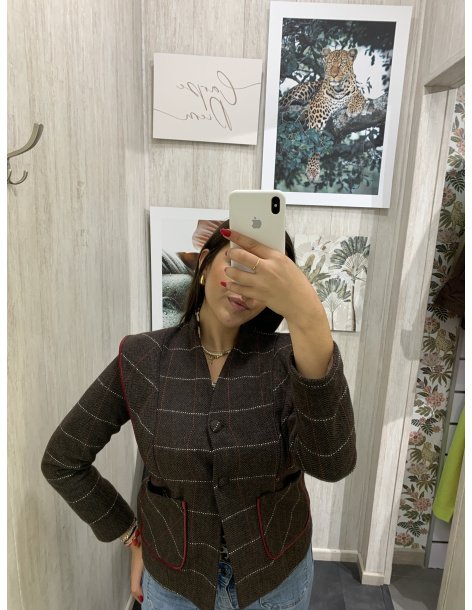 CHAQUETA PAÑO CUADROS VOLANTE