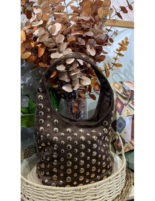 BOLSO HOMBRO TACHUELAS ANTE