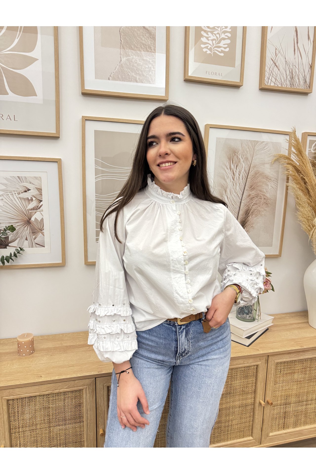 CAMISA MANGAS TACHUELAS