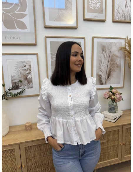 CAMISA NIDO DE ABEJA VOLANTE