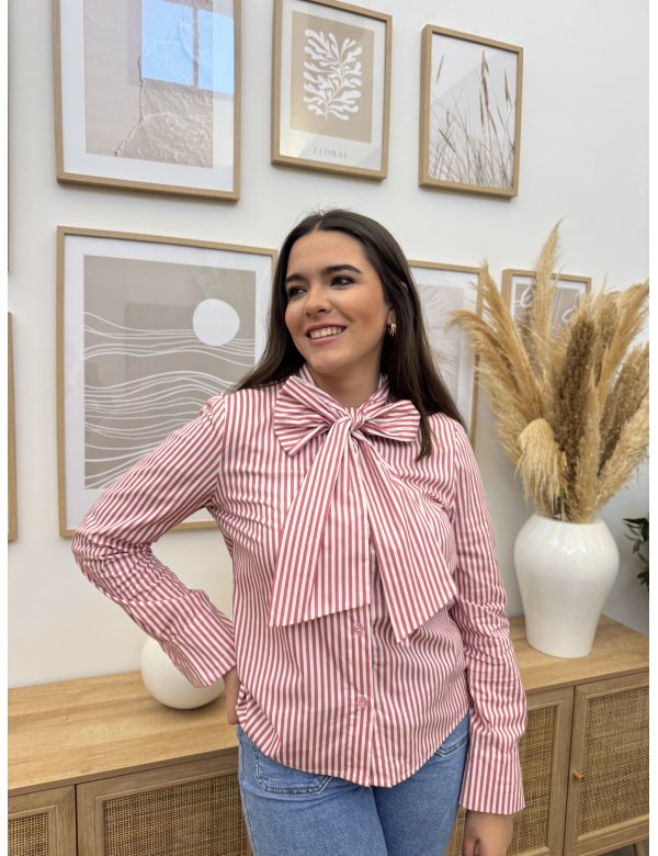 CAMISA LAZO RAYAS ROSA