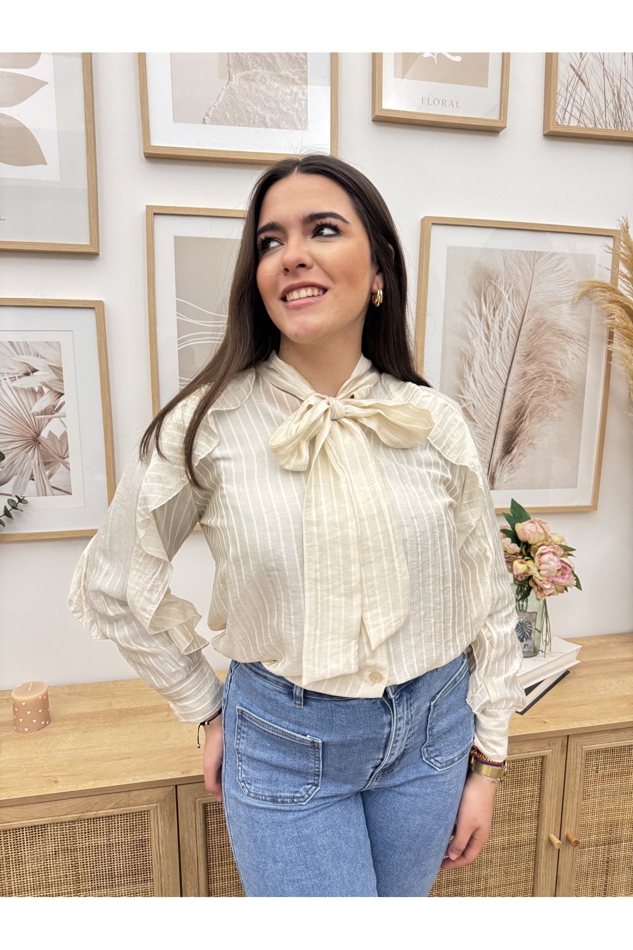 CAMISA RAYAS VOLANTES LAZO