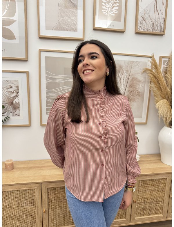 CAMISA RAYAS FINA VOLANTE 2