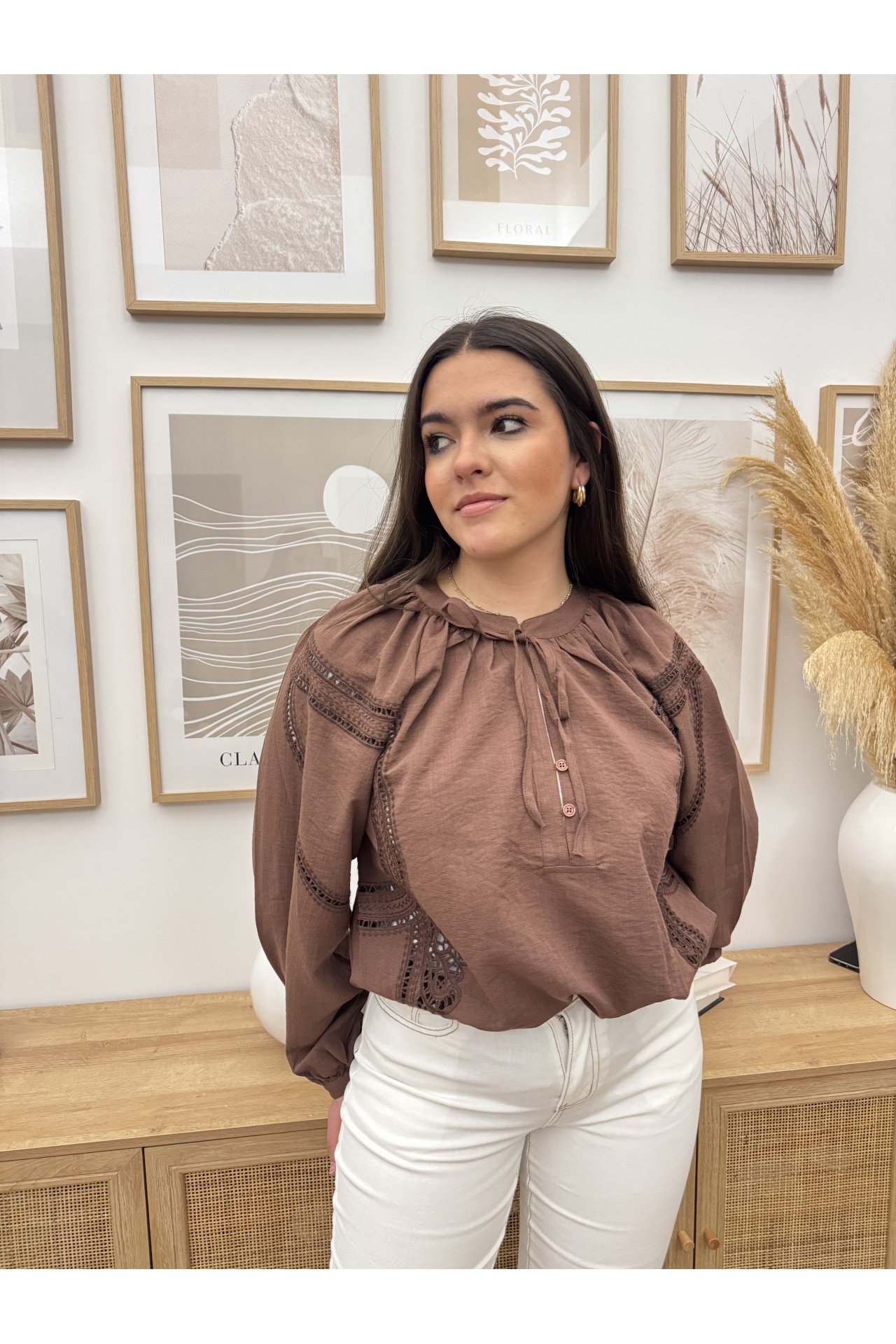 CAMISA CALADA LAZADA BEIGE