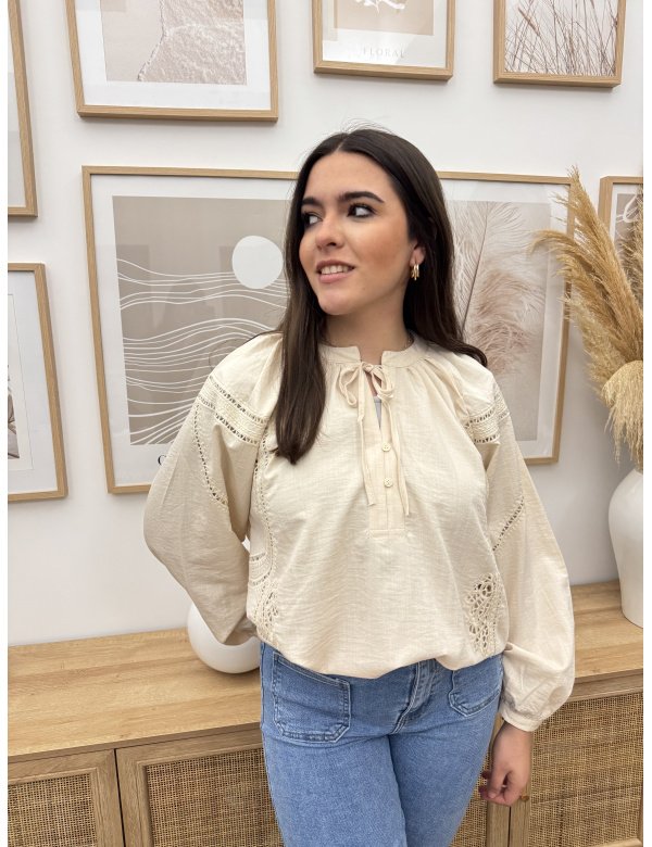 CAMISA CALADA LAZADA BEIGE 2