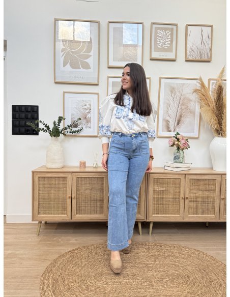 JEANS WIDE BOLSILLOS VUELTA VAQ MEDIO