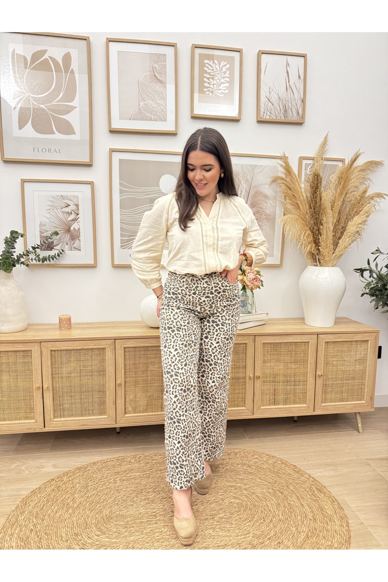 JEANS WIDE LEG ANIMAL PRINT