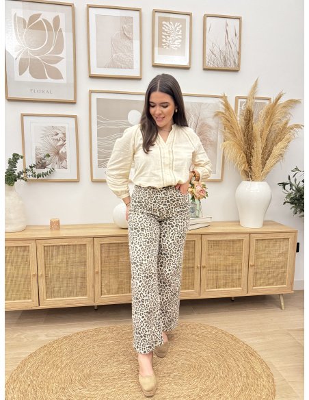 JEANS WIDE LEG ANIMAL PRINT