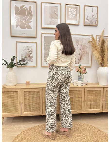 JEANS WIDE LEG ANIMAL PRINT