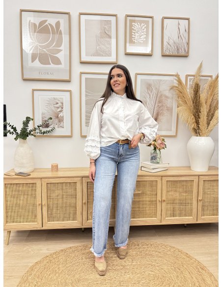 JEANS WIDE LEG DESFLECADO DENIM