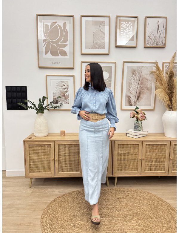 FALDA EFECTO DENIM MIDI