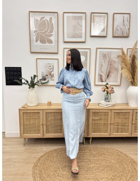 FALDA EFECTO DENIM MIDI