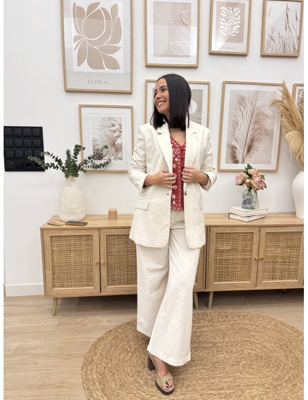 PANTALÓN WIDE LEG LINO BEIGE