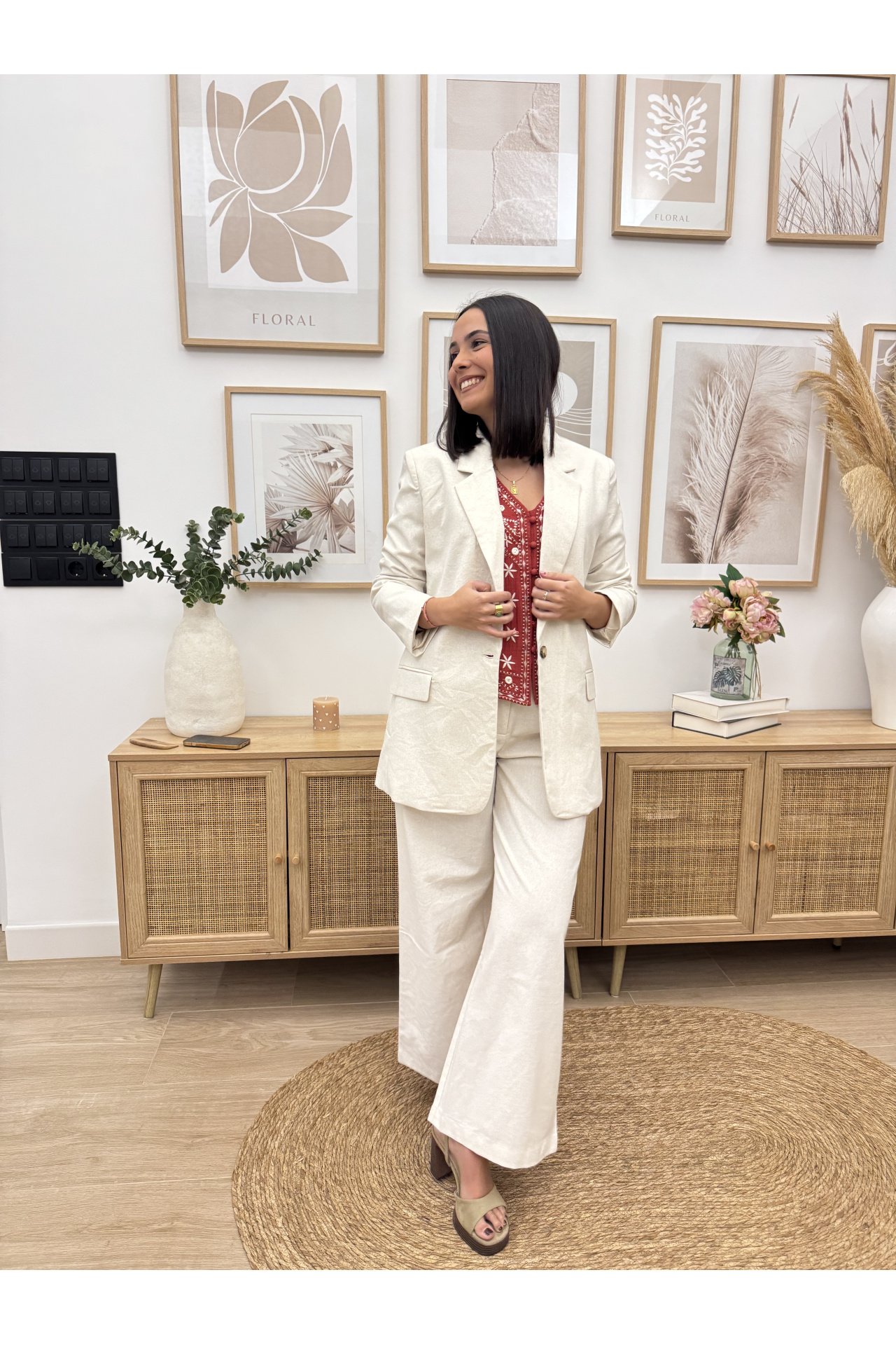 PANTALÓN WIDE LEG LINO BEIGE