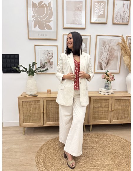 PANTALÓN WIDE LEG LINO BEIGE