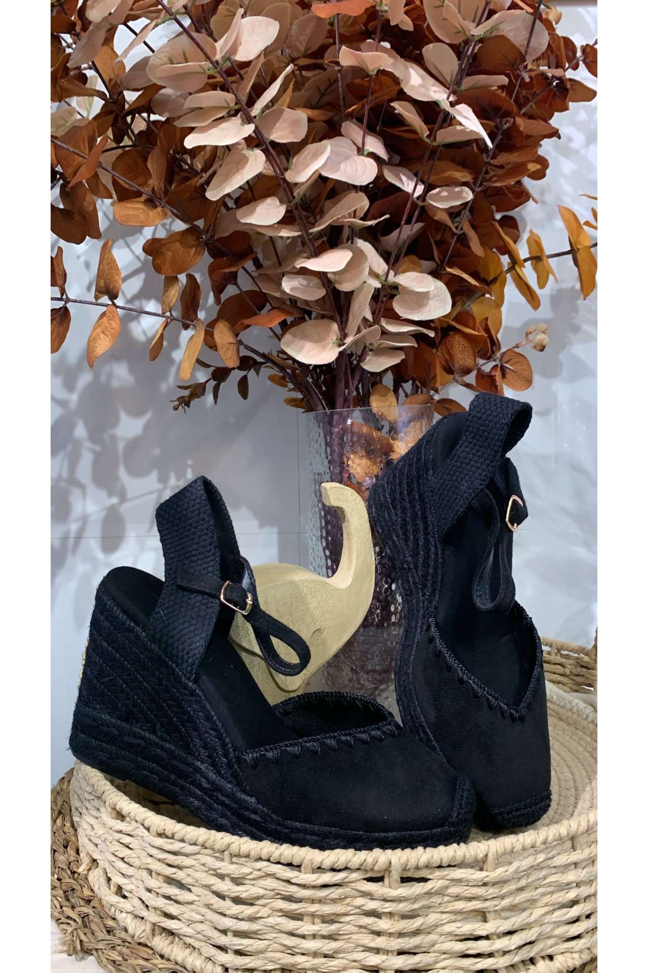 CUÑA PLATAFORMA PESPUNTE NEGRA