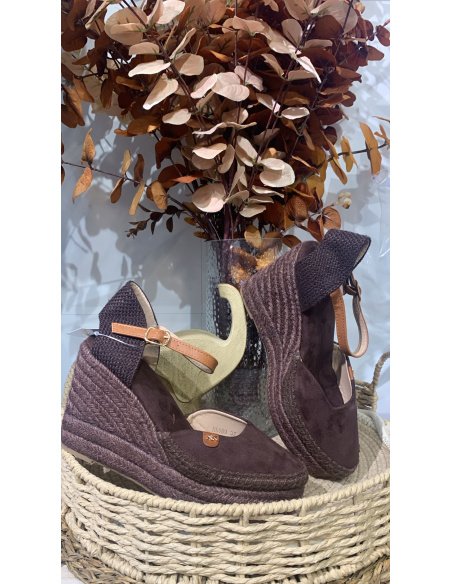 CUÑA ESPARTO PLATAFORMA MARRÓN CHOCOLATE