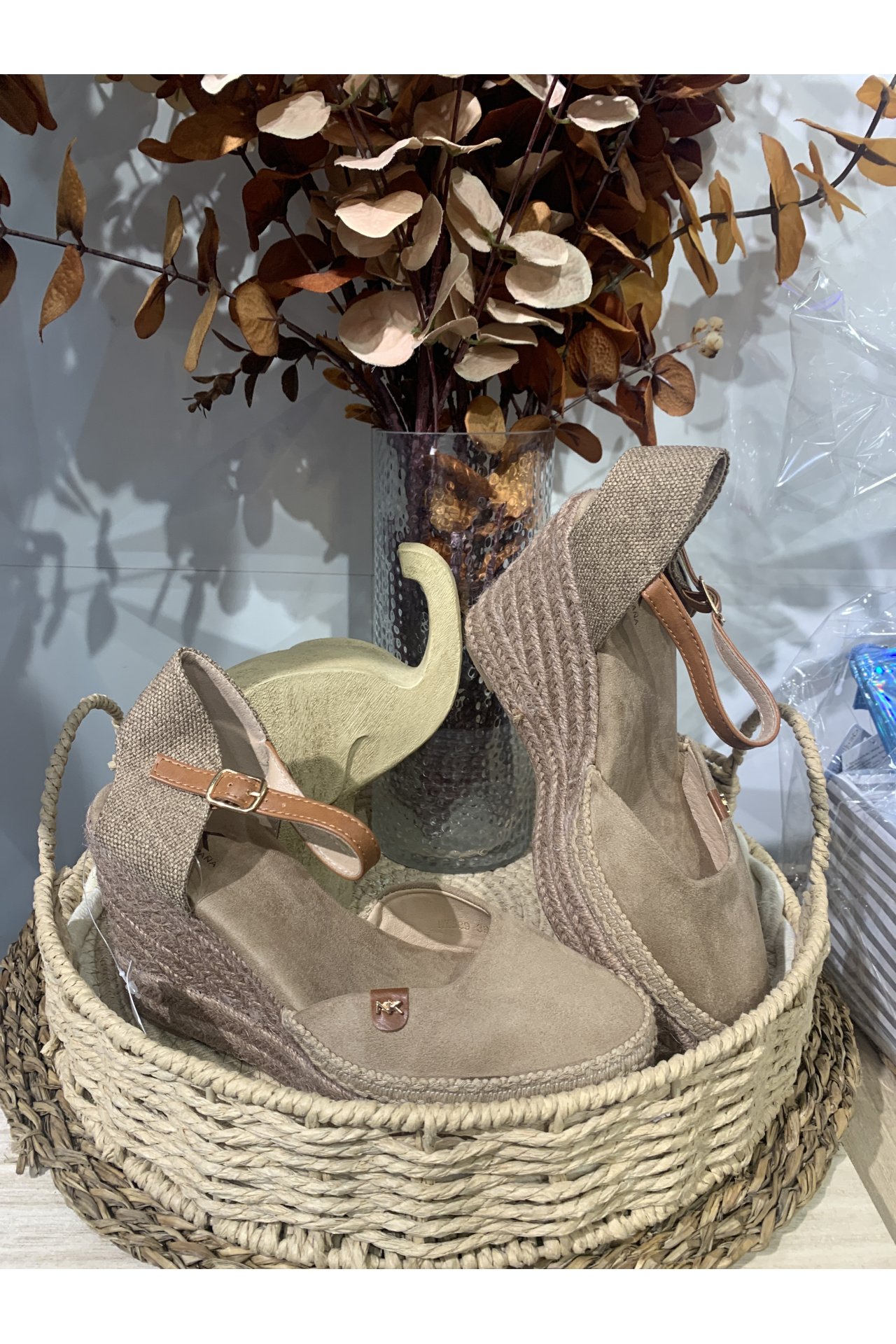 CUÑA ESPARTO PLATAFORMA KAKI