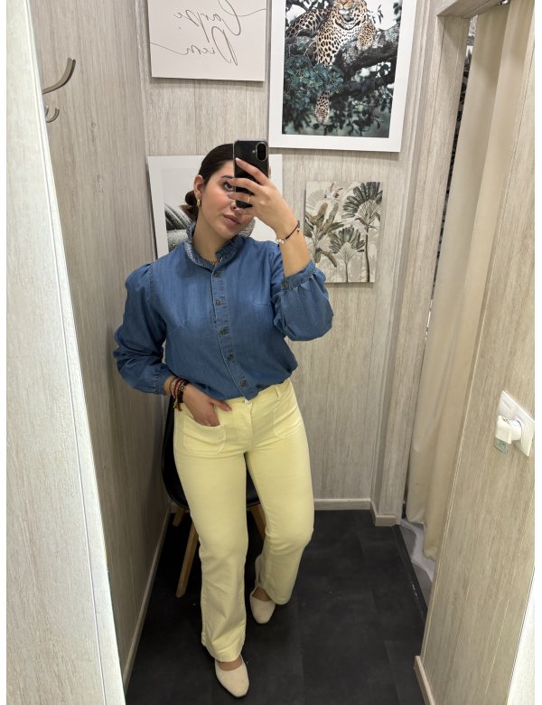 JEANS WIDE BOLSILLOS VUELTA AMARILLO