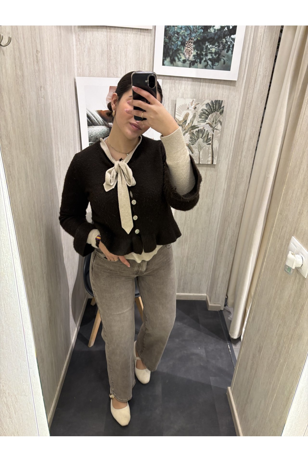 JEANS WIDE LEG TAUPE