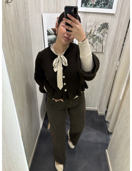 JEANS WIDE LEG MARRÓN