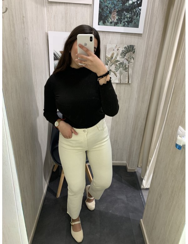 JEANS FLARE BÁSICO BEIGE CLARO