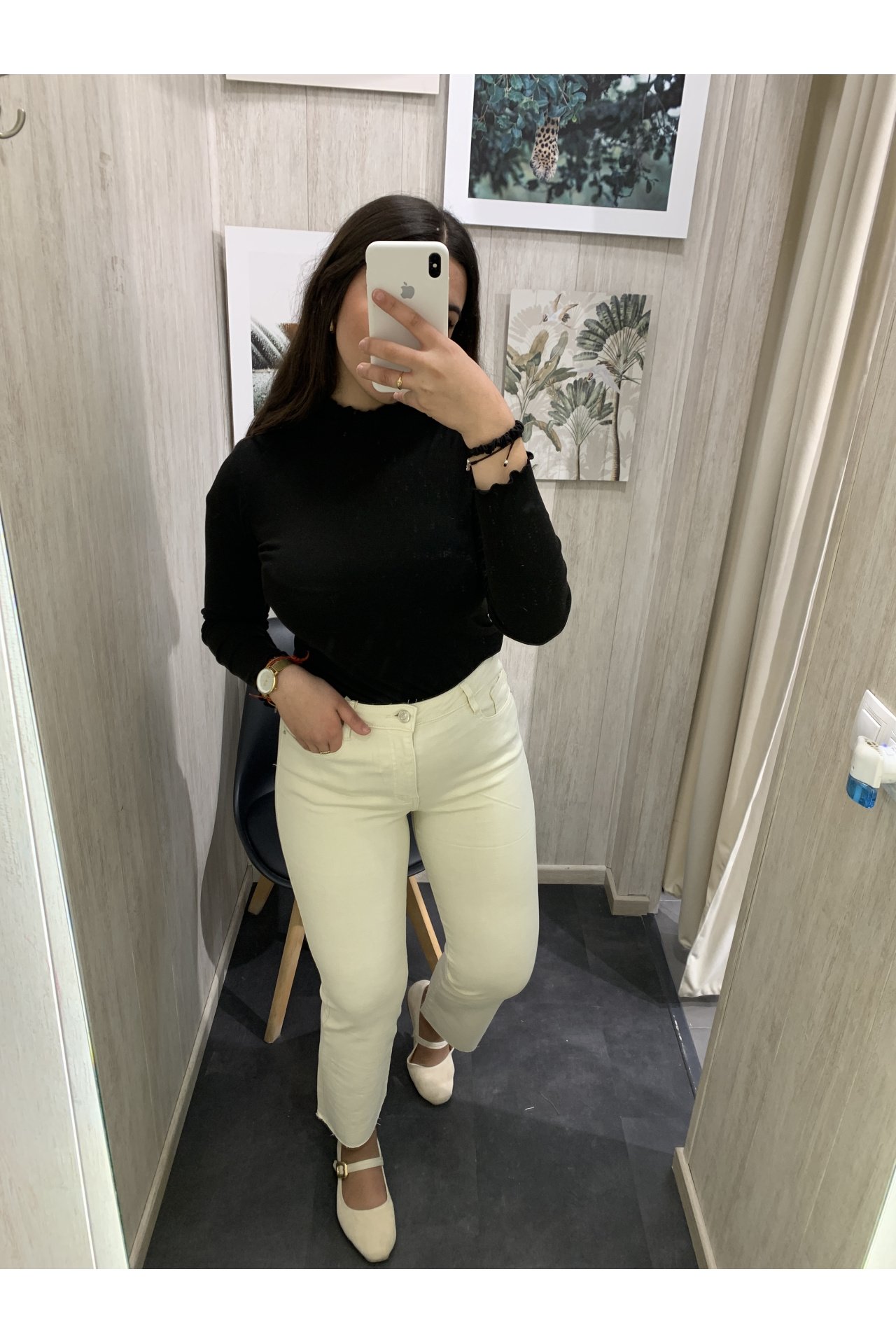 JEANS FLARE BÁSICO BEIGE CLARO