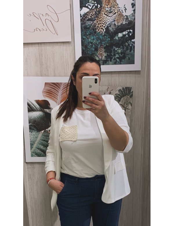 CAMISETA ALGODÓN BOLSILLO CROCHET