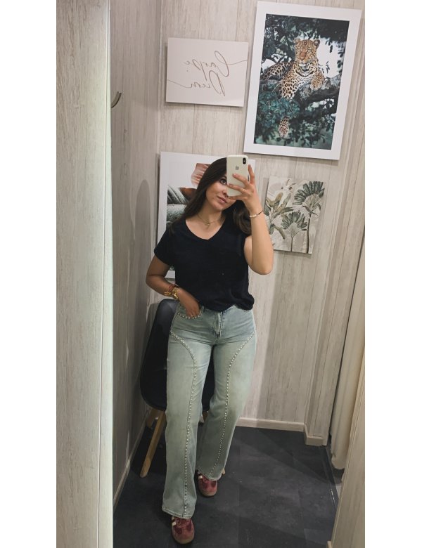 JEANS PESPUNTE TACHUELAS