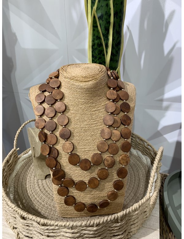 COLLAR TRIPLE CÍRCULOS MADERA