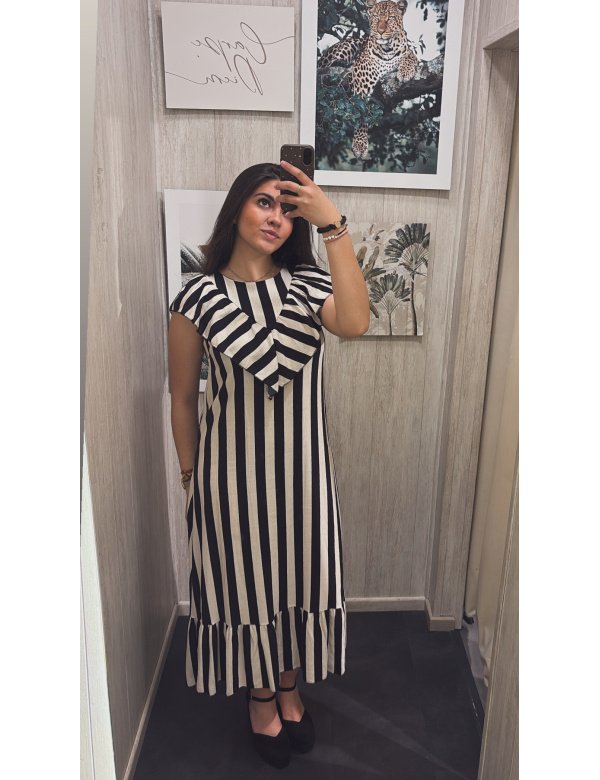 VESTIDO RAYAS VOLANTE