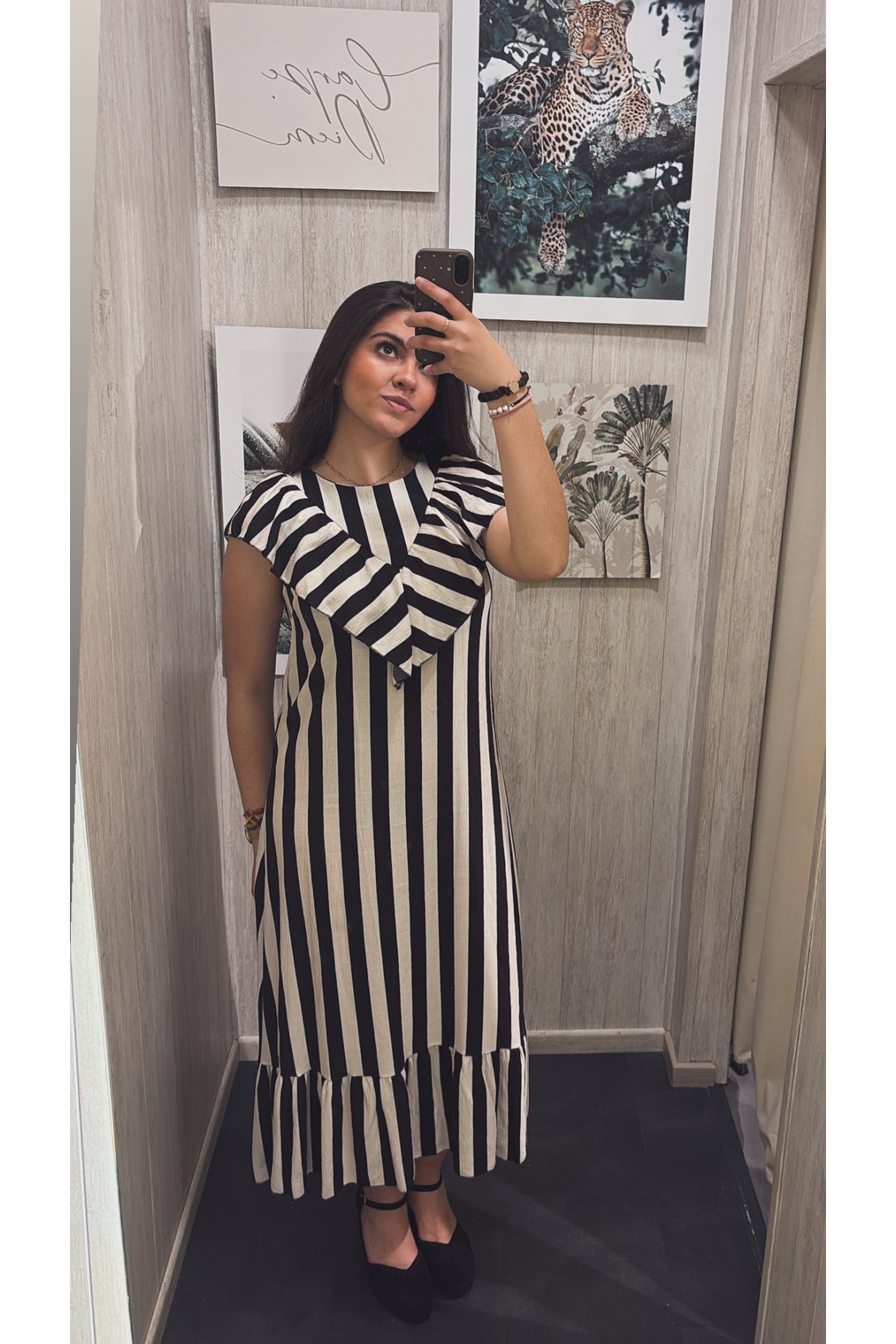 VESTIDO RAYAS VOLANTE