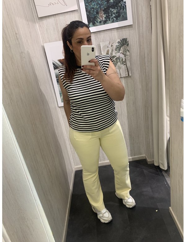 JEANS WIDE BOLSILLOS VUELTA AMARILLO