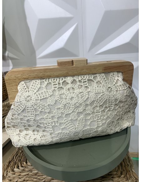 CARTERA MADERA FLORES CROCHET
