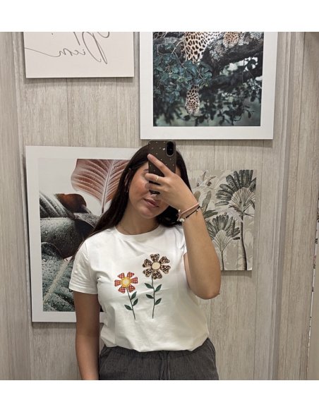 CAMISETA FLORES LEOPARDO