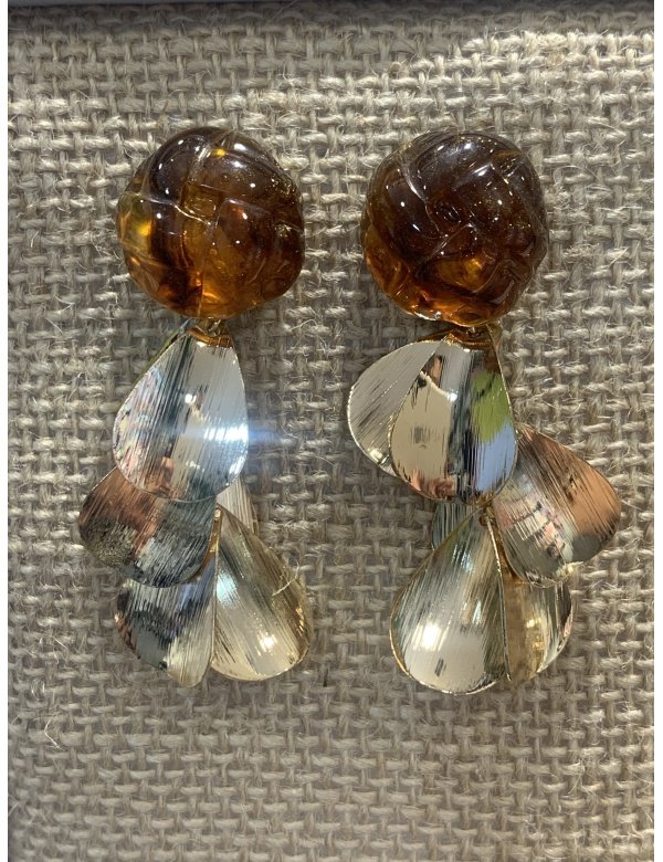 PENDIENTES TRENZA HOJAS DORADO