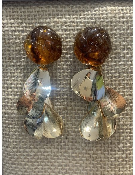 PENDIENTES TRENZA HOJAS DORADO