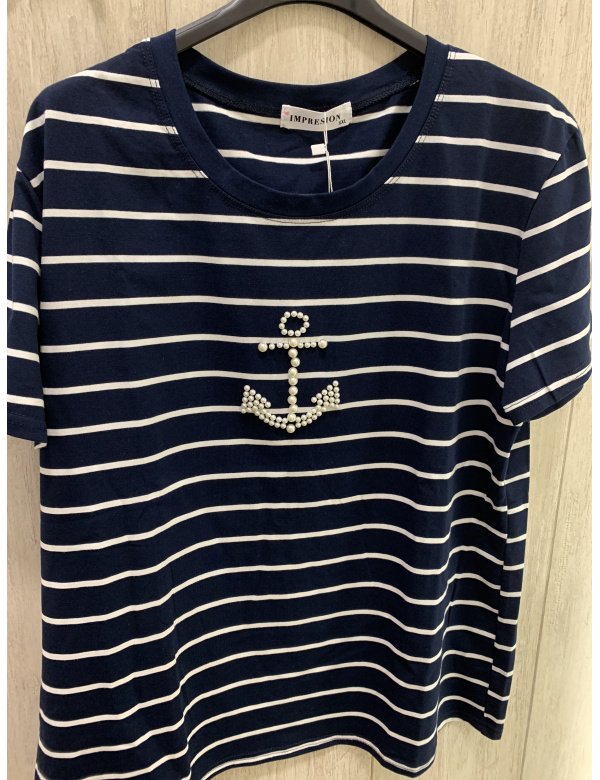 CAMISETA RAYAS ANCLA PERLAS 2